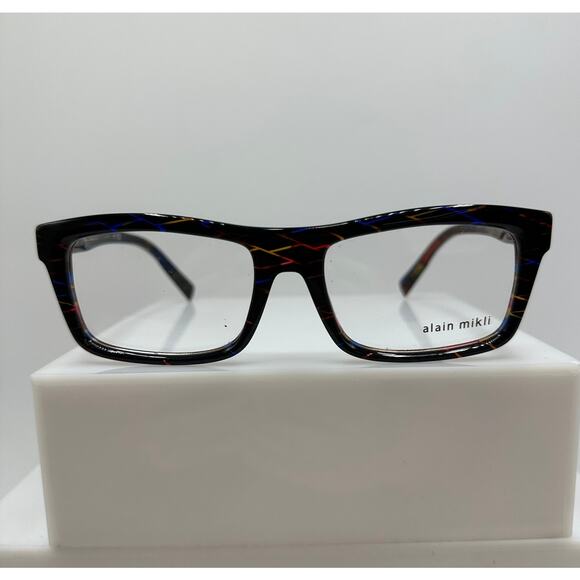 Alain Mikli Bastie' A03130 002 Black Rhombus Havana Red Blue Mens 55-18-145